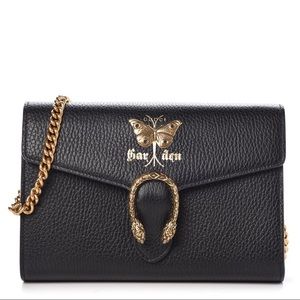 GUCCI Calfskin Garden Dionysus Chain Wallet Black